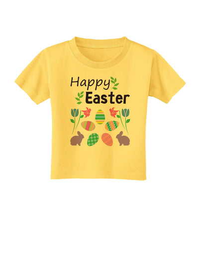 Happy Easter Design Toddler T-Shirt-Toddler T-Shirt-TooLoud-Yellow-2T-Davson Sales