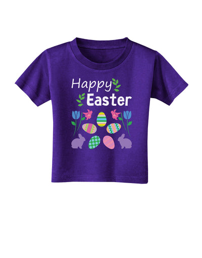 Happy Easter Design Toddler T-Shirt Dark-Toddler T-Shirt-TooLoud-Purple-2T-Davson Sales