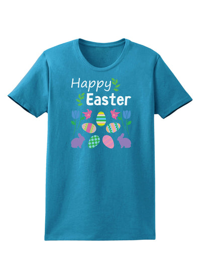 Happy Easter Design Womens Dark T-Shirt-TooLoud-Turquoise-X-Small-Davson Sales