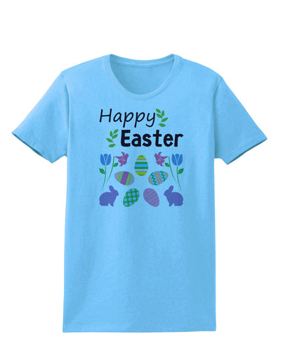 Happy Easter Design Womens T-Shirt-Womens T-Shirt-TooLoud-Aquatic-Blue-X-Small-Davson Sales