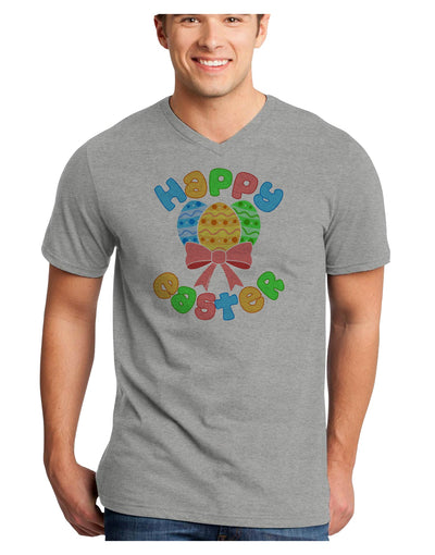 Happy Easter Easter Eggs Adult V-Neck T-shirt by TooLoud-Mens V-Neck T-Shirt-TooLoud-HeatherGray-Small-Davson Sales