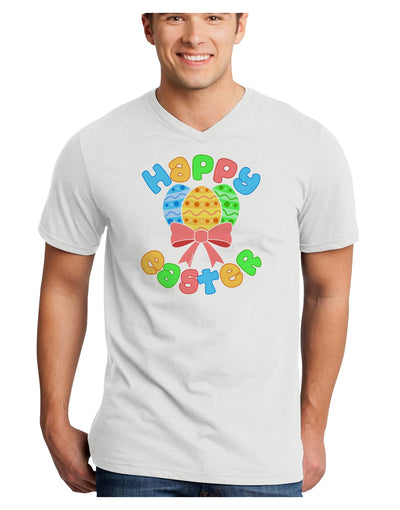 Happy Easter Easter Eggs Adult V-Neck T-shirt by TooLoud-Mens V-Neck T-Shirt-TooLoud-White-Small-Davson Sales