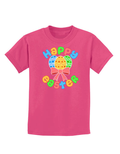 Happy Easter Easter Eggs Childrens Dark T-Shirt by TooLoud-Childrens T-Shirt-TooLoud-Sangria-X-Small-Davson Sales