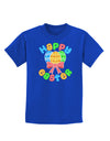 Happy Easter Easter Eggs Childrens Dark T-Shirt by TooLoud-Childrens T-Shirt-TooLoud-Royal-Blue-X-Small-Davson Sales