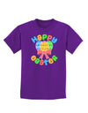 Happy Easter Easter Eggs Childrens Dark T-Shirt by TooLoud-Childrens T-Shirt-TooLoud-Purple-X-Small-Davson Sales