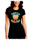 Happy Easter Easter Eggs Juniors Crew Dark T-Shirt by TooLoud-T-Shirts Juniors Tops-TooLoud-Black-Juniors Fitted Small-Davson Sales