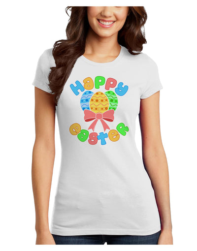 Happy Easter Easter Eggs Juniors T-Shirt by TooLoud-Womens Juniors T-Shirt-TooLoud-White-Juniors Fitted X-Small-Davson Sales