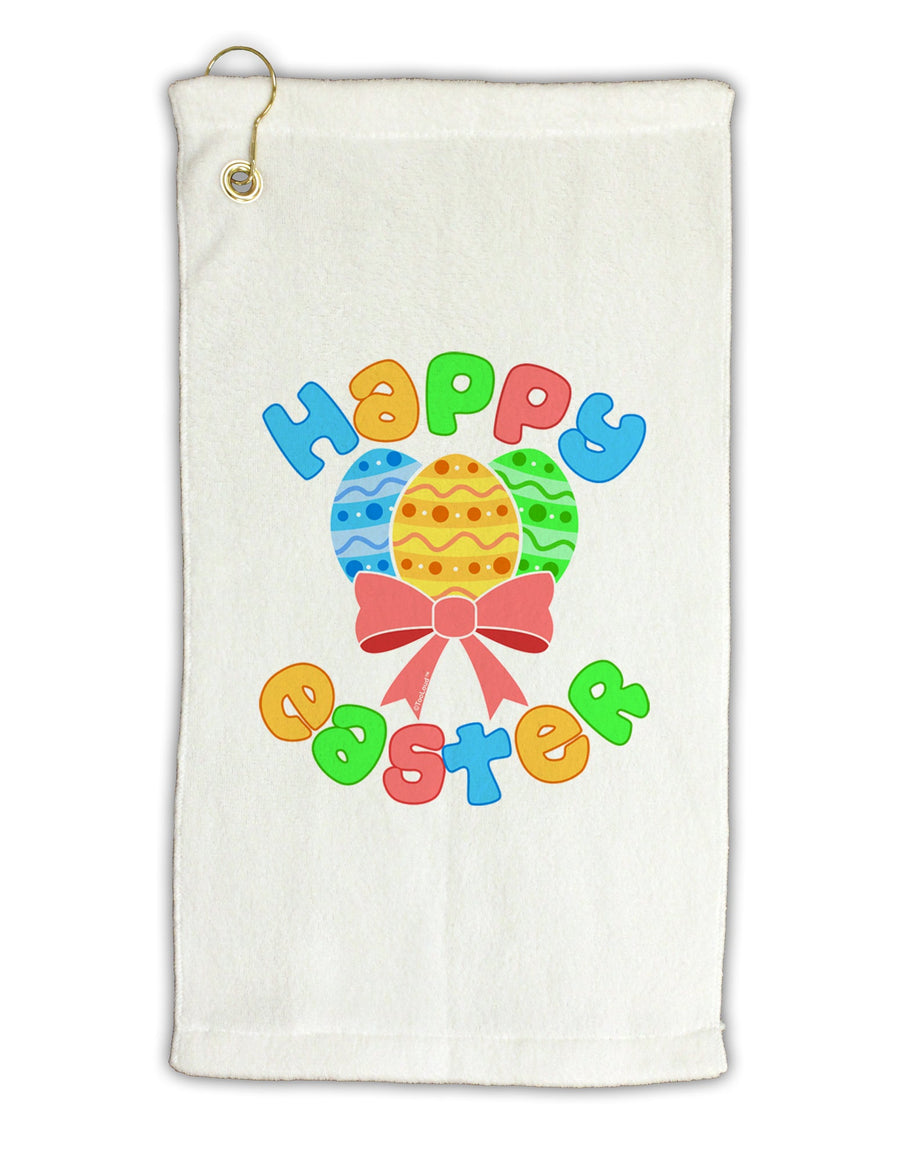 Happy Easter Easter Eggs Micro Terry Gromet Golf Towel 16 x 25 inch by TooLoud-Golf Towel-TooLoud-White-Davson Sales