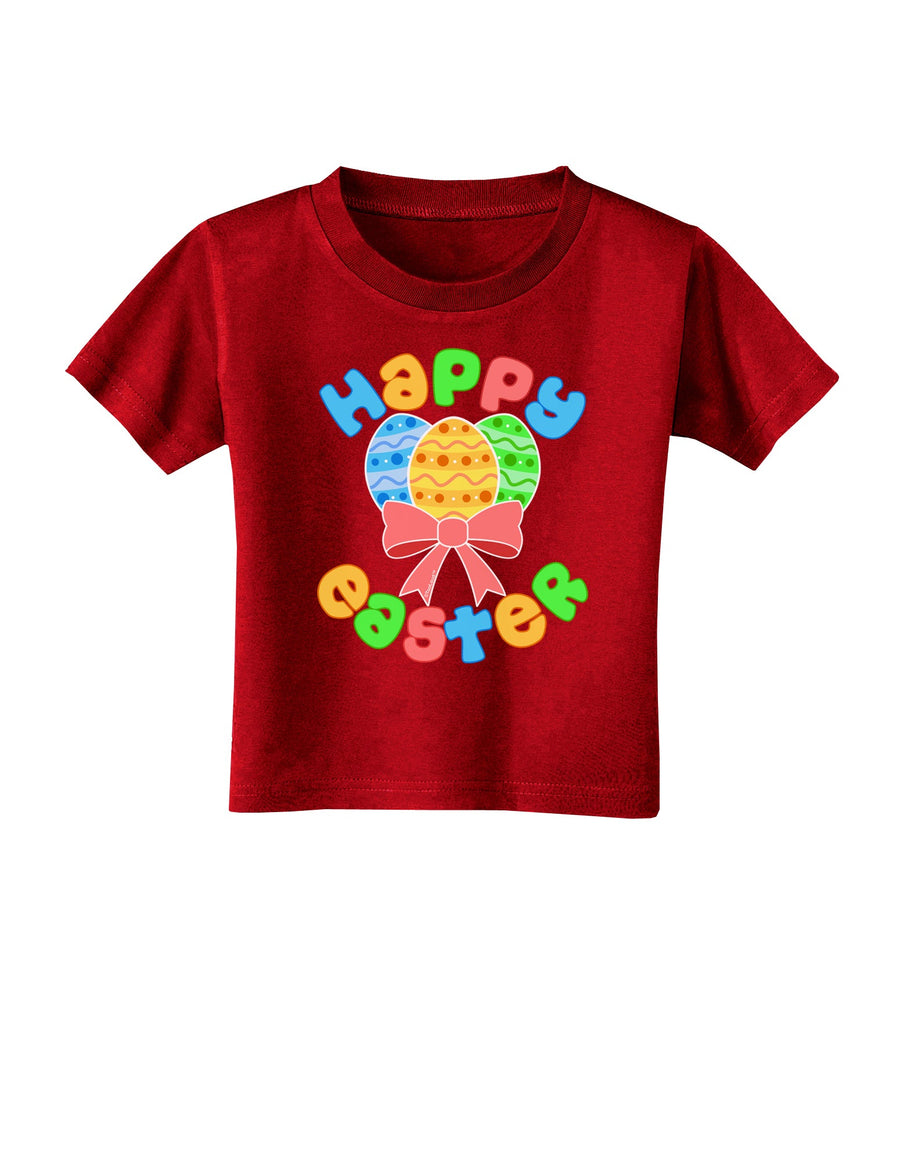 Happy Easter Easter Eggs Toddler T-Shirt Dark by TooLoud-Toddler T-Shirt-TooLoud-Black-2T-Davson Sales