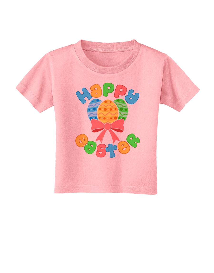 Happy Easter Easter Eggs Toddler T-Shirt by TooLoud-Toddler T-Shirt-TooLoud-White-2T-Davson Sales