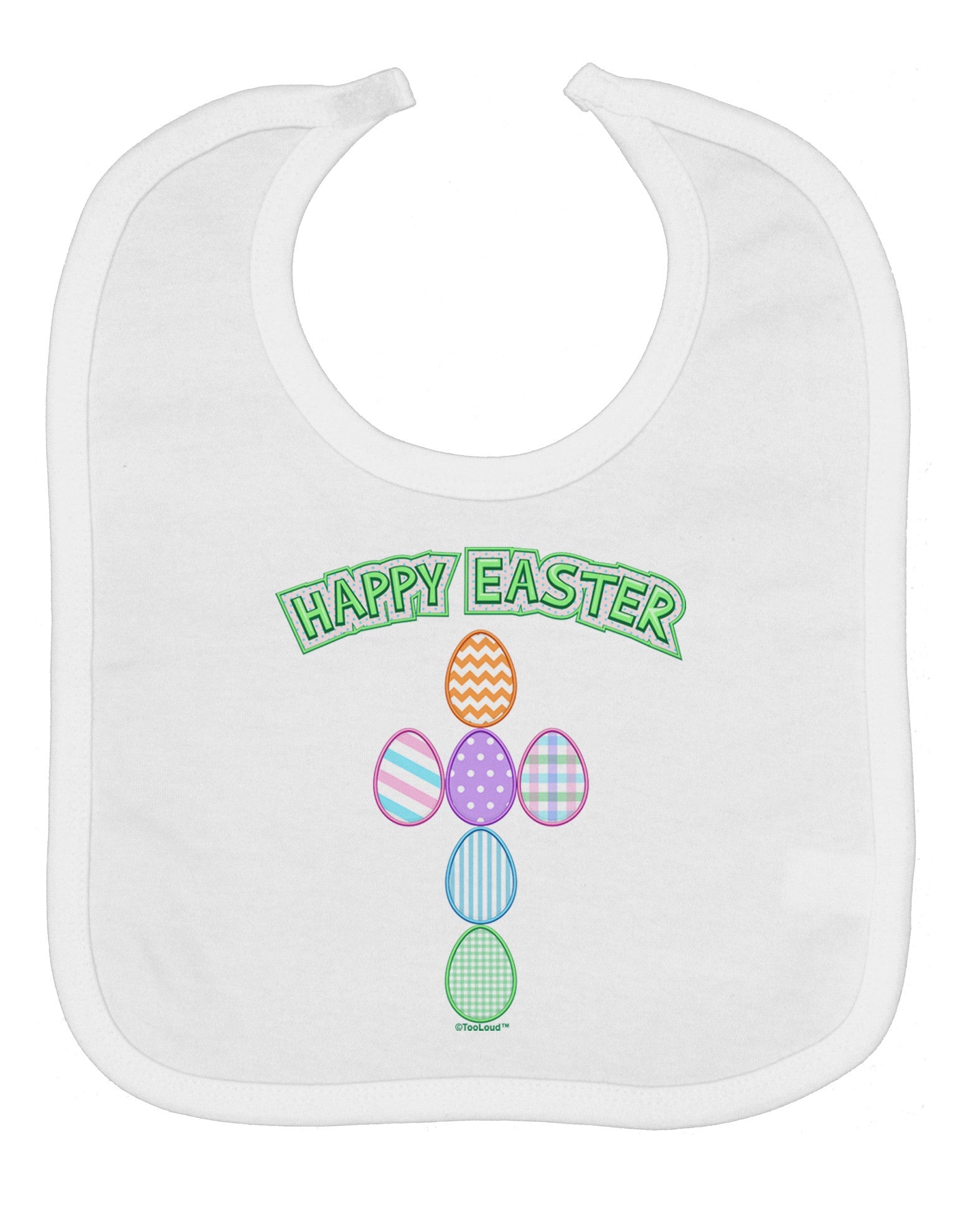 Happy Easter Egg Cross Faux Applique Baby Bib
