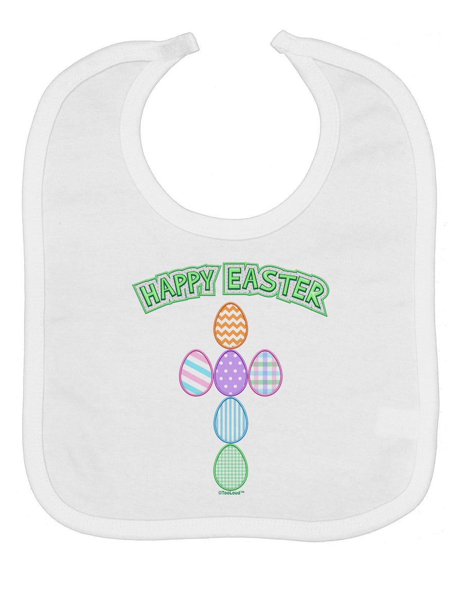 Happy Easter Egg Cross Faux Applique Baby Bib