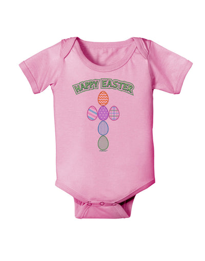 Happy Easter Egg Cross Faux Applique Baby Romper Bodysuit-Baby Romper-TooLoud-Pink-06-Months-Davson Sales