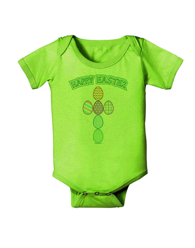 Happy Easter Egg Cross Faux Applique Baby Romper Bodysuit-Baby Romper-TooLoud-Lime-06-Months-Davson Sales