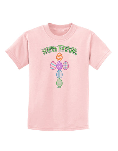 Happy Easter Egg Cross Faux Applique Childrens T-Shirt-Childrens T-Shirt-TooLoud-PalePink-X-Small-Davson Sales