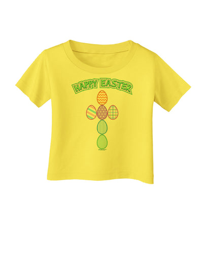 Happy Easter Egg Cross Faux Applique Infant T-Shirt-Infant T-Shirt-TooLoud-Yellow-06-Months-Davson Sales