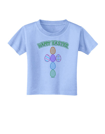 Happy Easter Egg Cross Faux Applique Toddler T-Shirt-Toddler T-Shirt-TooLoud-Aquatic-Blue-2T-Davson Sales