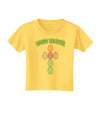 Happy Easter Egg Cross Faux Applique Toddler T-Shirt-Toddler T-Shirt-TooLoud-Yellow-2T-Davson Sales