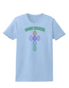 Happy Easter Egg Cross Faux Applique Womens T-Shirt-Womens T-Shirt-TooLoud-Light-Blue-X-Small-Davson Sales