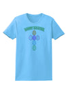 Happy Easter Egg Cross Faux Applique Womens T-Shirt-Womens T-Shirt-TooLoud-Aquatic-Blue-X-Small-Davson Sales