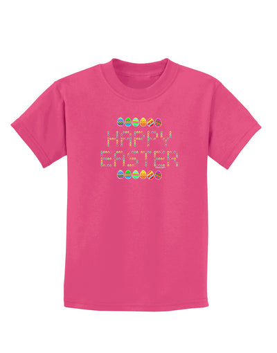 Happy Easter Eggs Childrens Dark T-Shirt-Childrens T-Shirt-TooLoud-Sangria-X-Small-Davson Sales