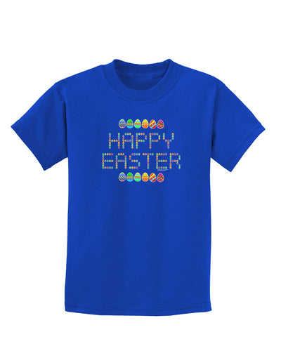 Happy Easter Eggs Childrens Dark T-Shirt-Childrens T-Shirt-TooLoud-Royal-Blue-X-Small-Davson Sales