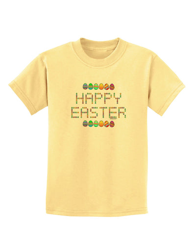 Happy Easter Eggs Childrens T-Shirt-Childrens T-Shirt-TooLoud-Daffodil-Yellow-X-Small-Davson Sales