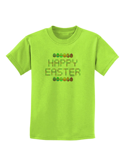 Happy Easter Eggs Childrens T-Shirt-Childrens T-Shirt-TooLoud-Lime-Green-X-Small-Davson Sales