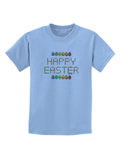 Happy Easter Eggs Childrens T-Shirt-Childrens T-Shirt-TooLoud-Light-Blue-X-Small-Davson Sales