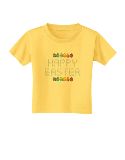 Happy Easter Eggs Toddler T-Shirt-Toddler T-Shirt-TooLoud-Yellow-2T-Davson Sales