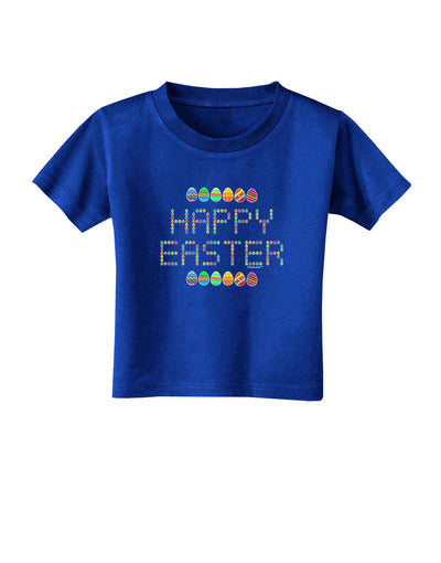 Happy Easter Eggs Toddler T-Shirt Dark-Toddler T-Shirt-TooLoud-Royal-Blue-2T-Davson Sales