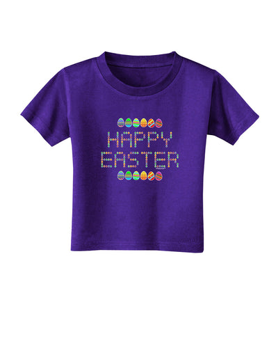 Happy Easter Eggs Toddler T-Shirt Dark-Toddler T-Shirt-TooLoud-Purple-2T-Davson Sales
