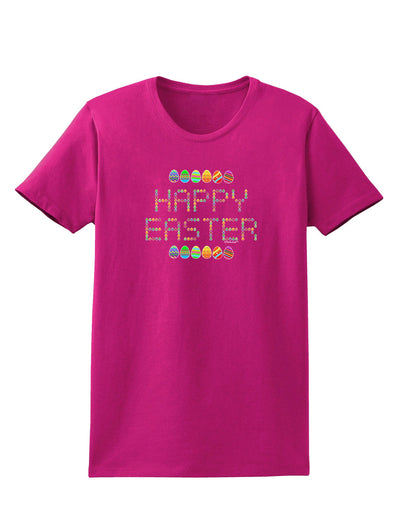 Happy Easter Eggs Womens Dark T-Shirt-TooLoud-Hot-Pink-Small-Davson Sales