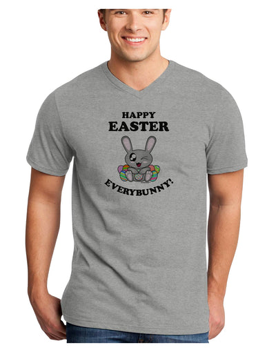Happy Easter Everybunny Adult V-Neck T-shirt-Mens V-Neck T-Shirt-TooLoud-HeatherGray-Small-Davson Sales