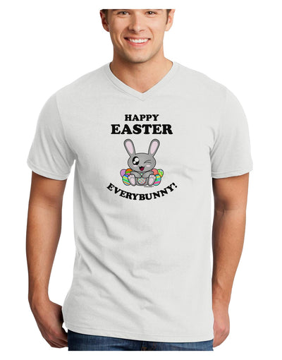 Happy Easter Everybunny Adult V-Neck T-shirt-Mens V-Neck T-Shirt-TooLoud-White-Small-Davson Sales