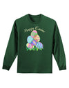 Happy Easter Gel Look Print Adult Long Sleeve Dark T-Shirt-TooLoud-Dark-Green-Small-Davson Sales