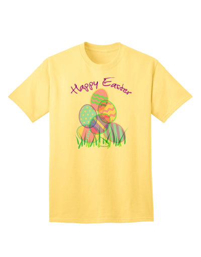 Happy Easter Gel Look Print Adult T-Shirt - Premium Quality for Festive Celebrations-Mens T-shirts-TooLoud-Yellow-Small-Davson Sales