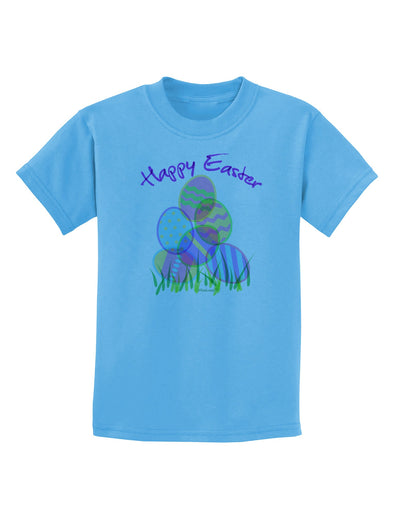 Happy Easter Gel Look Print Childrens T-Shirt-Childrens T-Shirt-TooLoud-Aquatic-Blue-X-Small-Davson Sales