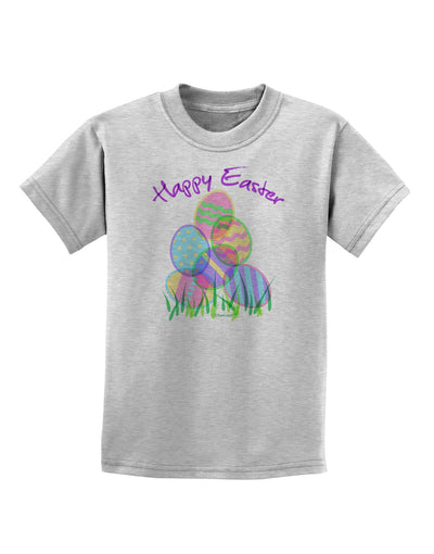 Happy Easter Gel Look Print Childrens T-Shirt-Childrens T-Shirt-TooLoud-AshGray-X-Small-Davson Sales