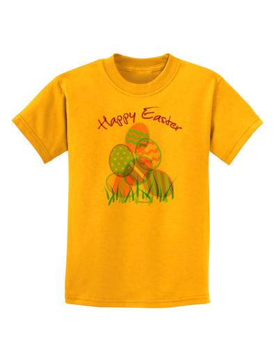 Happy Easter Gel Look Print Childrens T-Shirt-Childrens T-Shirt-TooLoud-Gold-X-Small-Davson Sales