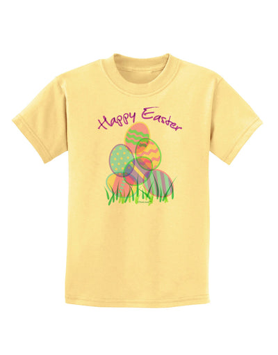 Happy Easter Gel Look Print Childrens T-Shirt-Childrens T-Shirt-TooLoud-Daffodil-Yellow-X-Small-Davson Sales