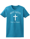 Happy Easter He Is Risen Womens Dark T-Shirt-TooLoud-Turquoise-X-Small-Davson Sales