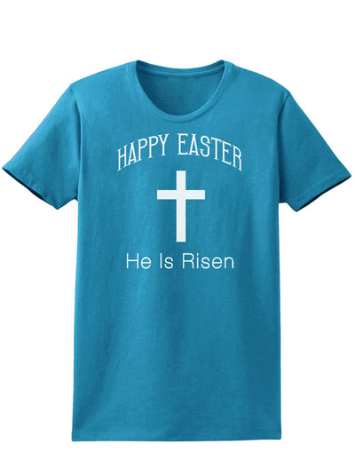 Happy Easter He Is Risen Womens Dark T-Shirt-TooLoud-Turquoise-X-Small-Davson Sales