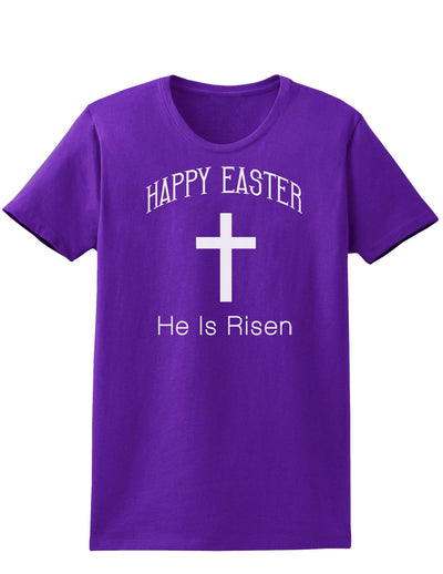 Happy Easter He Is Risen Womens Dark T-Shirt-TooLoud-Purple-X-Small-Davson Sales