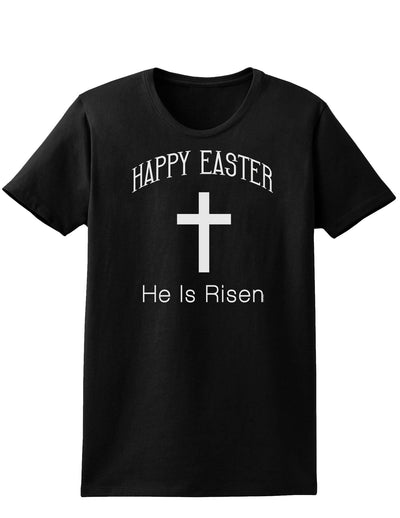 Happy Easter He Is Risen Womens Dark T-Shirt-TooLoud-Black-X-Small-Davson Sales