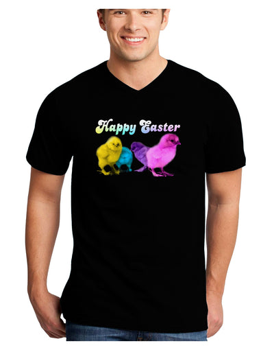 Happy Easter Peepers Adult Dark V-Neck T-Shirt-Mens V-Neck T-Shirt-TooLoud-Black-Small-Davson Sales