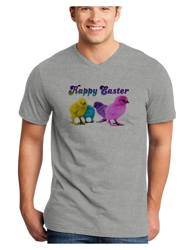 Happy Easter Peepers Adult V-Neck T-shirt-Mens V-Neck T-Shirt-TooLoud-HeatherGray-Small-Davson Sales