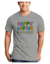 Happy Easter - Tulips Adult V-Neck T-shirt by TooLoud-Mens V-Neck T-Shirt-TooLoud-HeatherGray-Small-Davson Sales