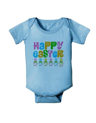 Happy Easter - Tulips Baby Romper Bodysuit by TooLoud-Baby Romper-TooLoud-Light-Blue-06-Months-Davson Sales