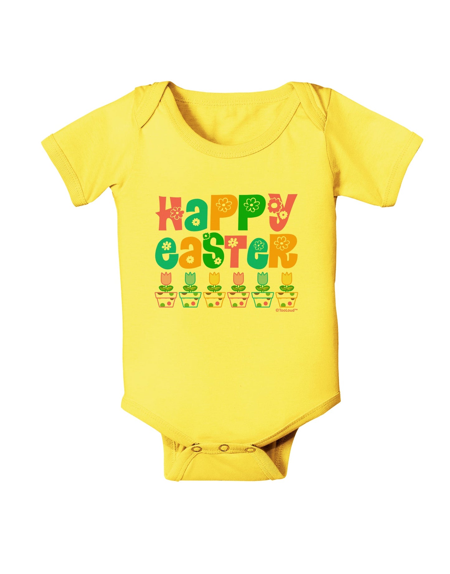 Happy Easter - Tulips Baby Romper Bodysuit by TooLoud-Baby Romper-TooLoud-Yellow-06-Months-Davson Sales